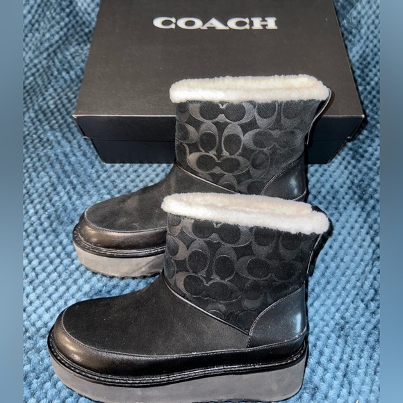 Like New Coach INDI Black Suede Booties - Picture 1 of 7